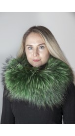 Dark green Finnraccoon  fur neck warmer